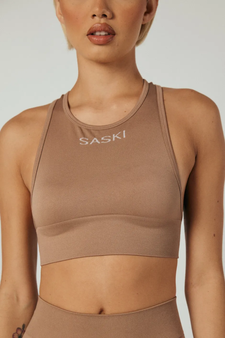 SASKI Tops | Seamless High Neck Top | Fawn